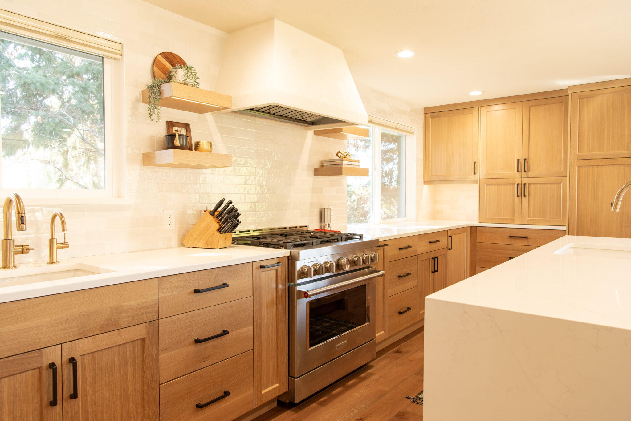 A newly remodeled kitchen featuring modern cabinetry, updated countertops, stainless‑steel appliances, and bright, even lighting. The space looks clean, open, and contemporary.